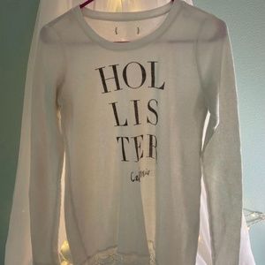 White Long-Sleeve Top Hollister